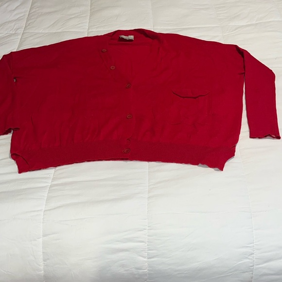 LIVV Made in Italy red button down cardigan 50% Lana wool 50%acrylic size L/XL - Picture 1 of 5